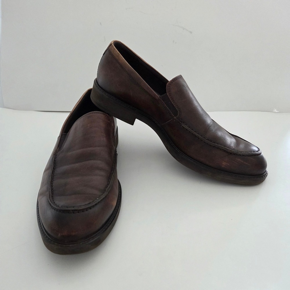 ECCO Vitrus Loafers Dark Brown Leather Moc Toe Slip‎ On Mens 45 11-11.5